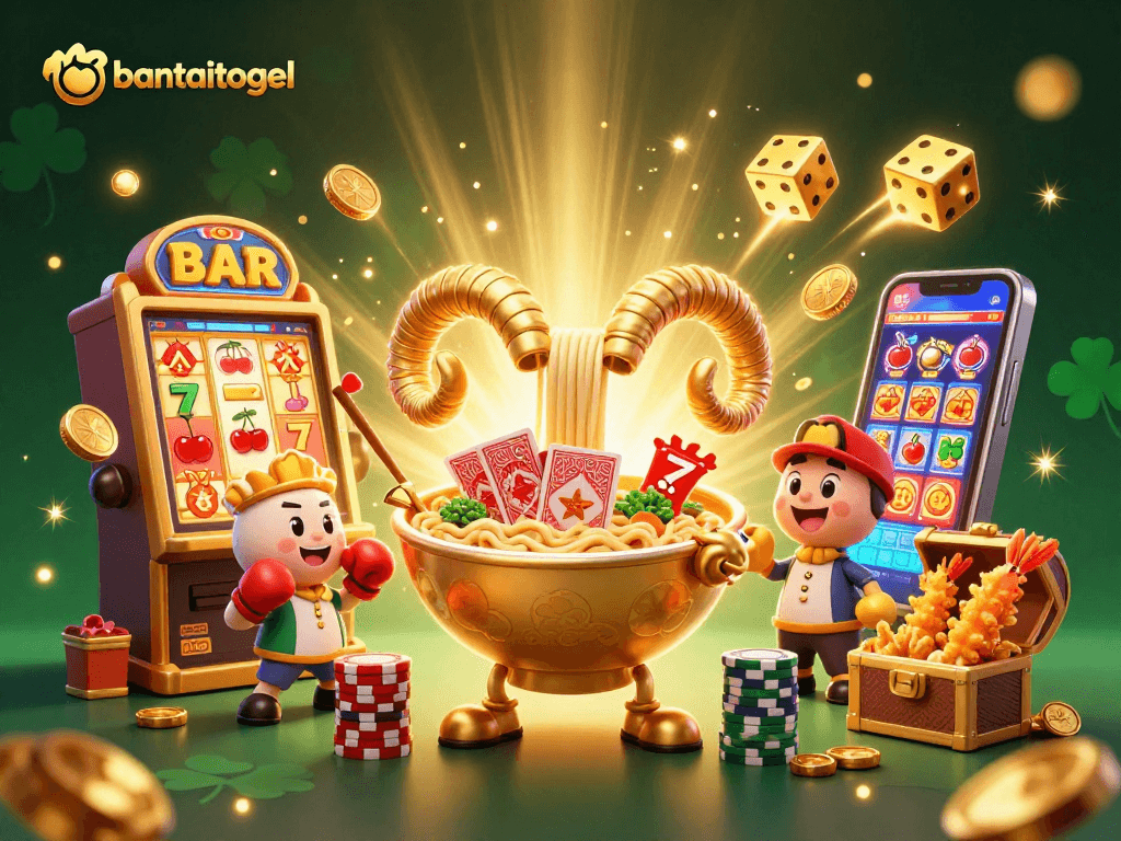 Menangkan permainan di bantaitogel dengan mesin slot 3D dan karakter menghibur yang bertemakan kasino.