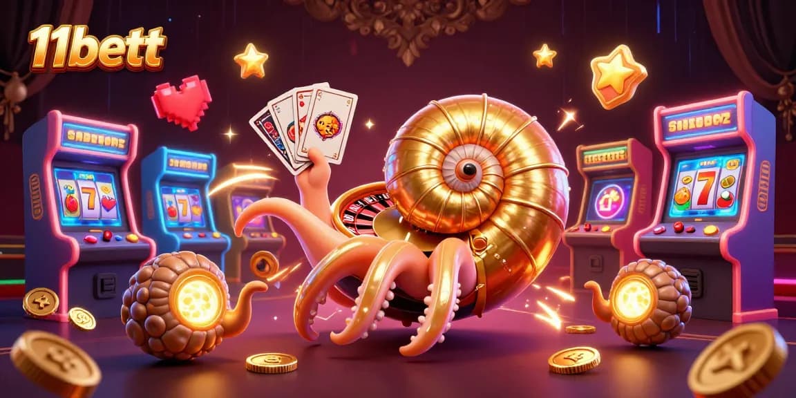Experience thrilling games at 11bett, featuring a vibrant 3D casino scene with engaging elements.