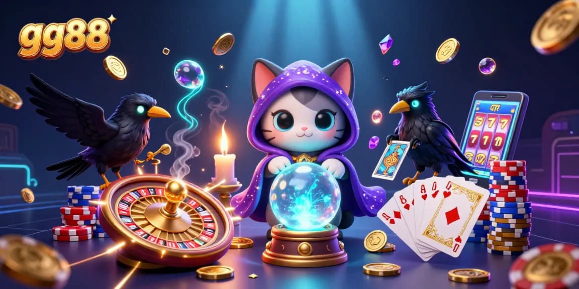 Capture the excitement of gg88's casino world with vibrant characters and dynamic game elements.