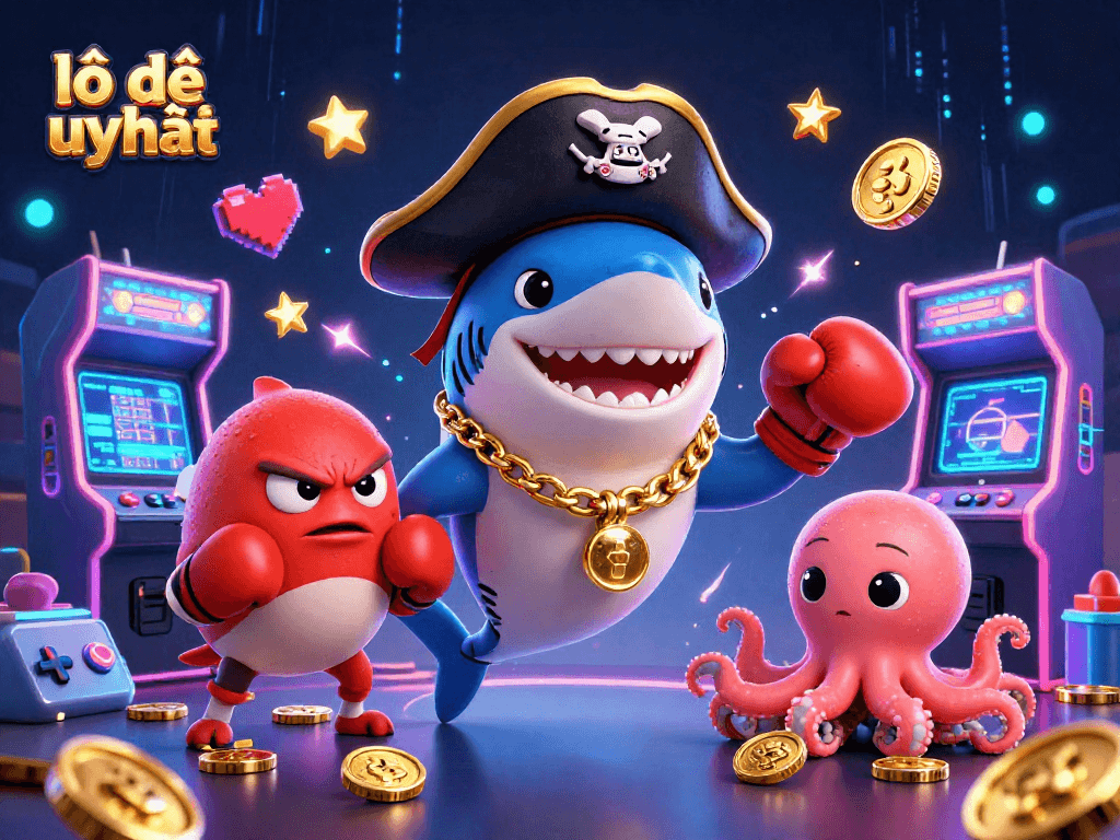 Experience top-tier online lottery services at lô đề uy tín with vibrant 3D characters and casino elements.