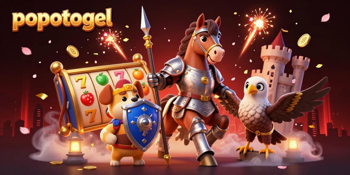 Engage with popotogel through this lively 3D illustration featuring rich casino elements and characters.