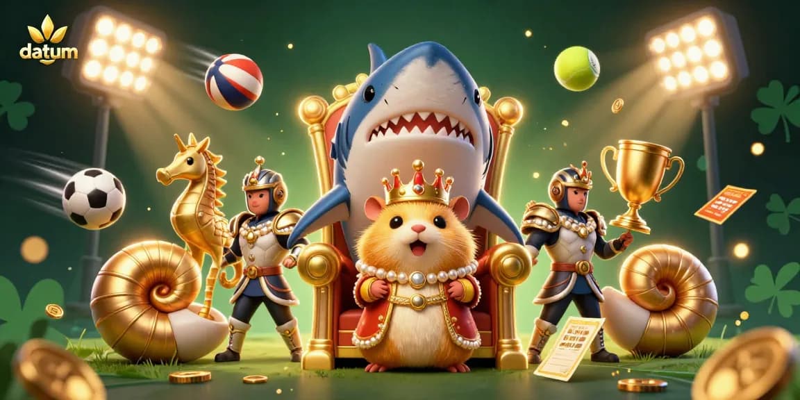 Experience winning strategies with datum in dynamic 3D casino theme featuring vibrant game elements and characters.