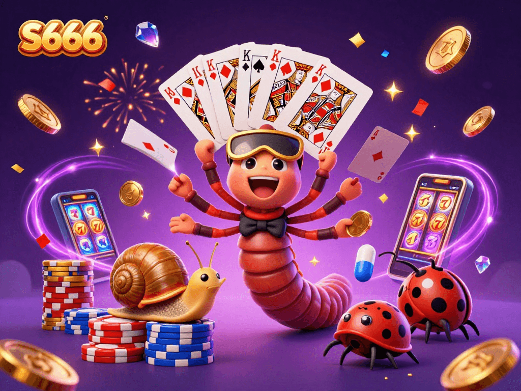 Experience thrilling gameplay with S666 as cartoon characters deal cards and celebrate winnings.