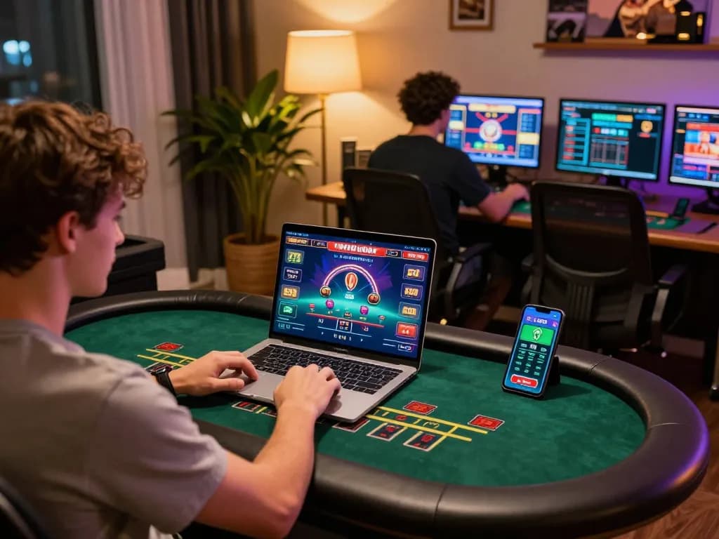 Person engaged in strategic gameplay on fabet online casino, highlighting betting insights and cozy atmosphere.