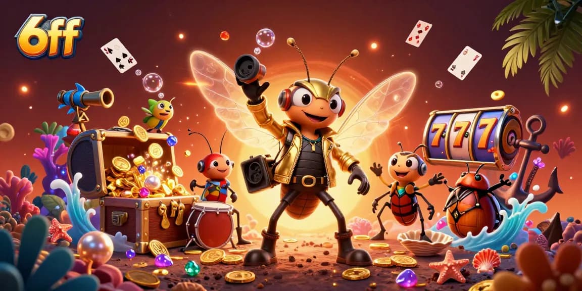 Excite with 6ff and dive into a vivid casino adventure featuring dynamic slot game elements in a vibrant scene.