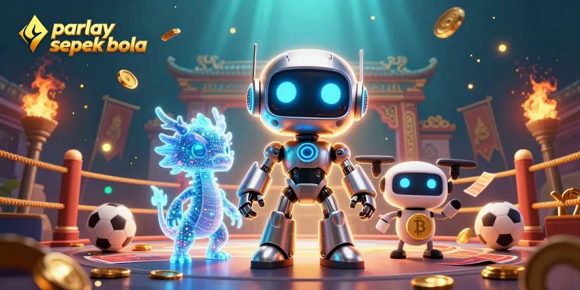 Engage in thrilling parlay sepak bola betting with dynamic digital art showcasing sports elements and vibrant characters.