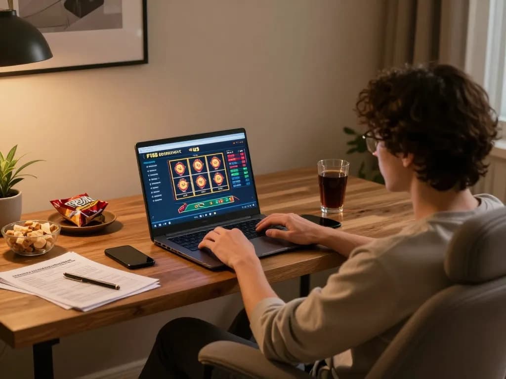 Engaging with F168's online gambling platform, showcasing a player immersed in strategy and gameplay.