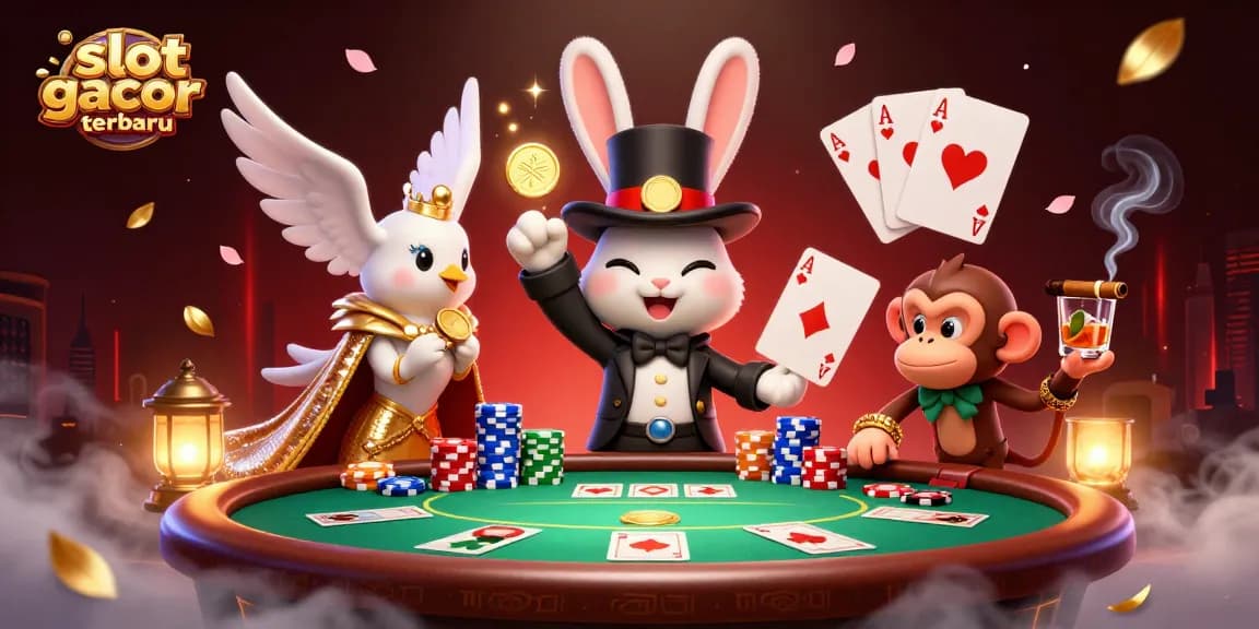 Spin and win with slot gacor terbaru in this magical casino scene featuring a rabbit and monkey.