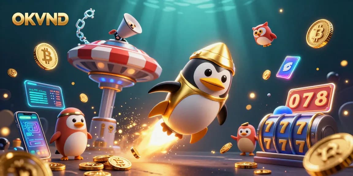 Experience the thrill of OKVND as the golden penguin blasts to the casino universe.