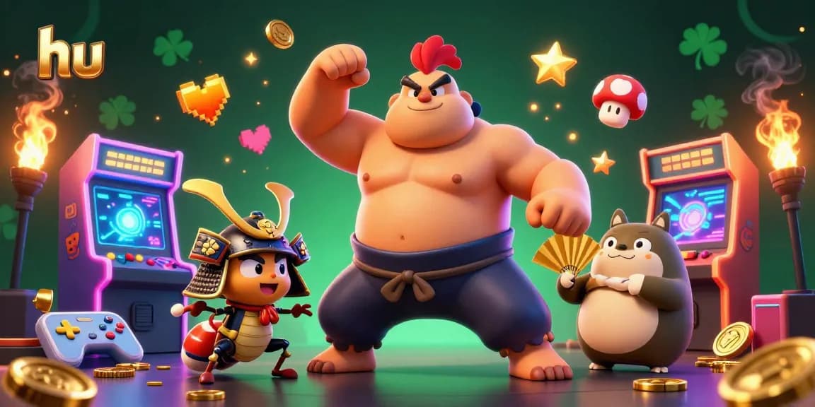 Experience thrilling gameplay at hu casino with a powerful sumo wrestler, samurai cricket, and tanuki announcer.
