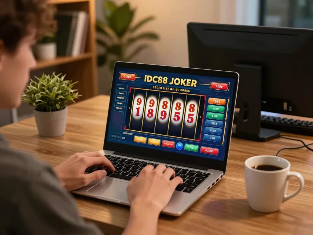 Engaging player enjoying quick gameplay on IDC88 JOKER online casino platform.
