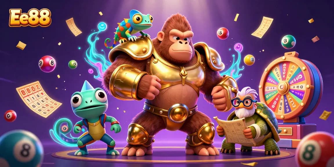 Experience thrilling gameplay with Ee88 in this vibrant, colorful casino scene filled with lottery elements.