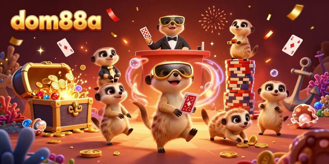 Engage in thrilling gameplay at dom88a, with playful meerkats managing the casino atmosphere.