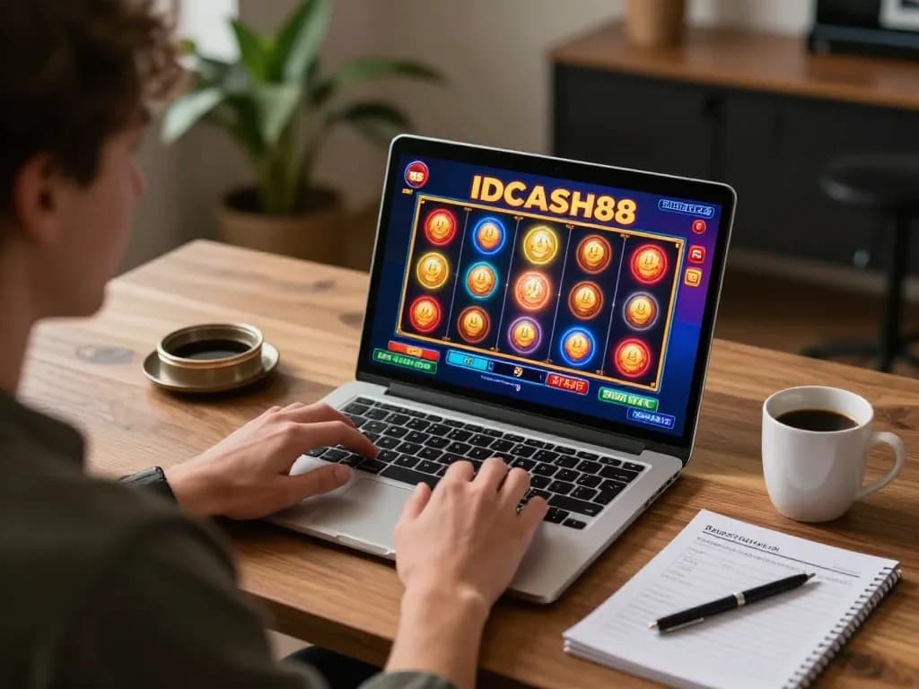 Engaging in IDCASH88 Slot online gameplay with colorful reels in motion, enhancing strategic betting.