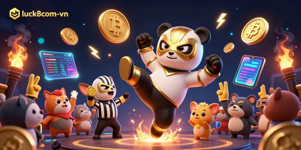 Experience casino excitement with luck8com-vn featuring fun animal characters and crypto elements.