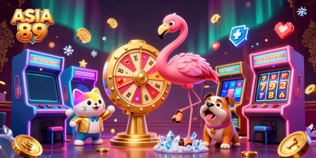 Engaging ASIA 89 casino scene featuring lively characters and vibrant game elements