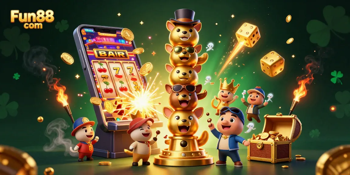 Experience the thrill of Fun88 com with a vibrant 3D casino scene featuring wins and excitement.