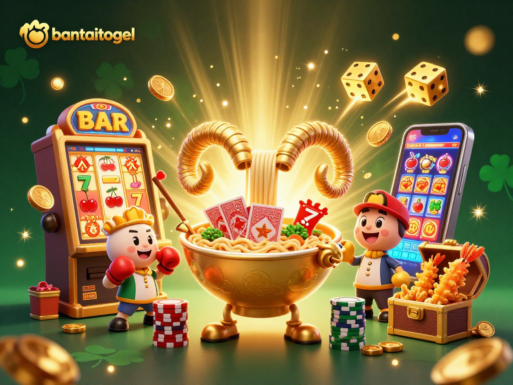 Menangkan permainan di bantaitogel dengan mesin slot 3D dan karakter menghibur yang bertemakan kasino.