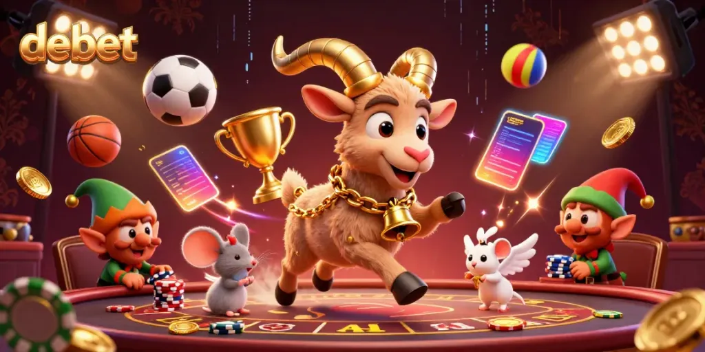 Experience the thrilling casino action at Debet with Krampus and playful characters amid dynamic game elements.