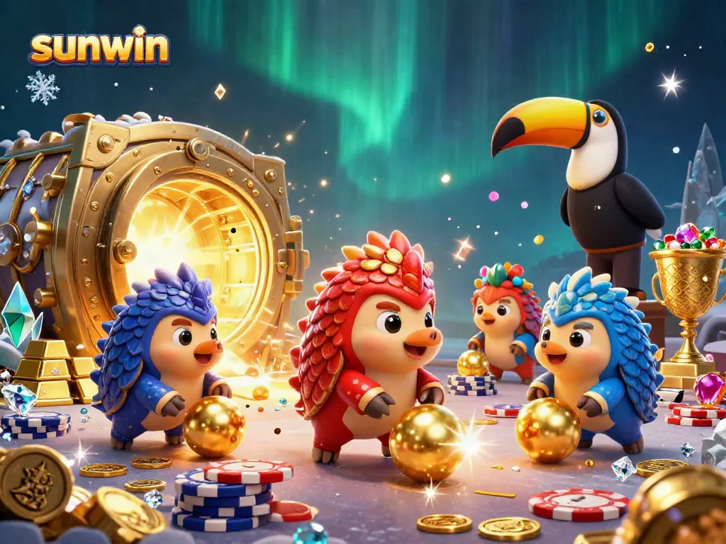Compete in the exciting world of sunwin with animated pangolins bowling through poker chips.