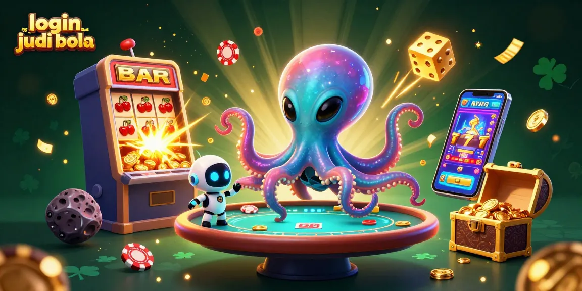 Experience the thrill of gambling with login agen judi bola, featuring an alien octopus and casino games in 3D.