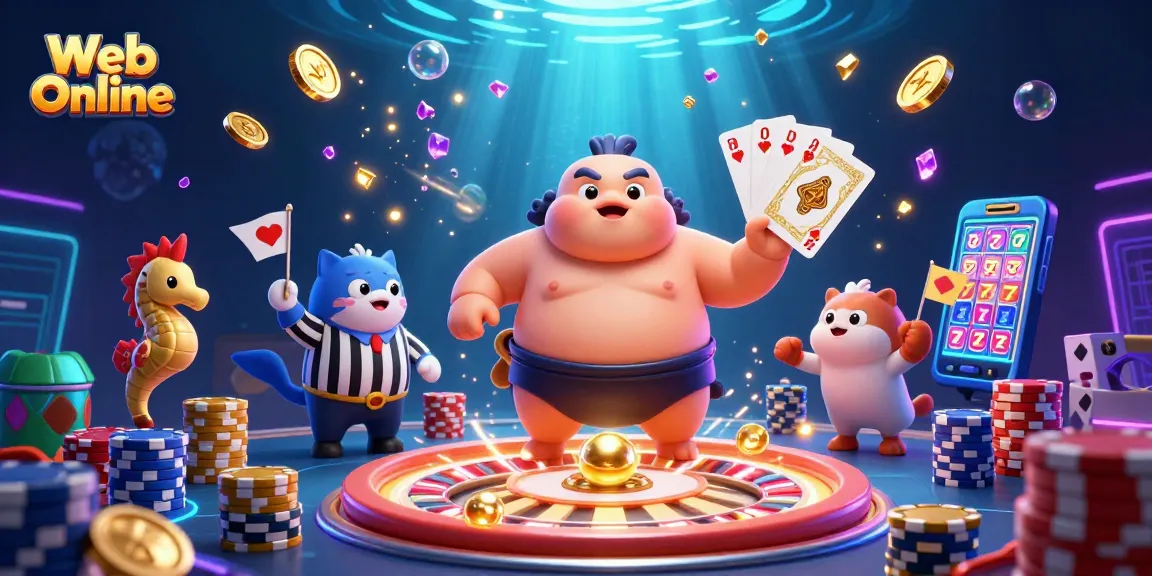 Experience the excitement of Web Online gaming as the fugu and catfish prepare for action.