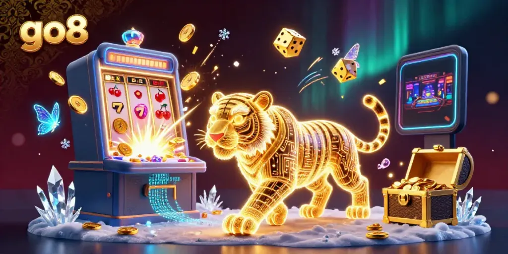 Experience the thrill of winning at go8 casino with vibrant digital elements and jackpot excitement.