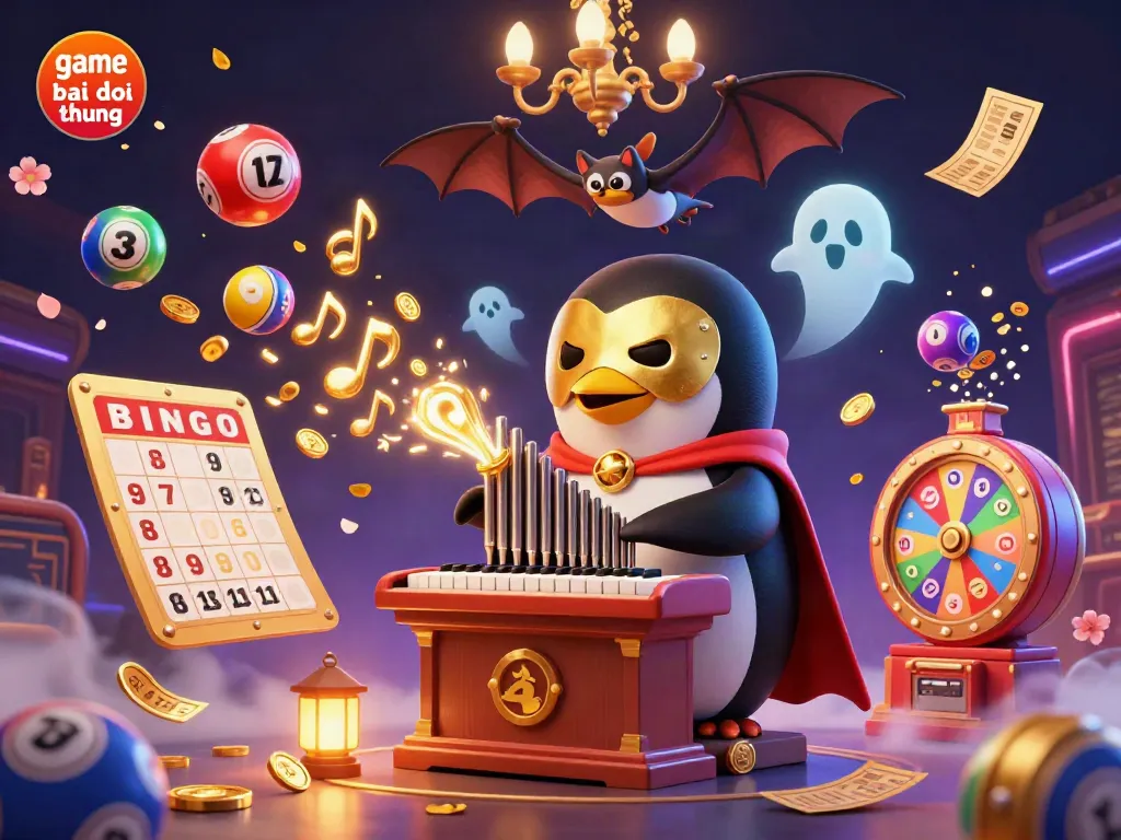 Experience the excitement of game bai doi thuong in this vibrant 3D illustration featuring dynamic characters and gambling elements.