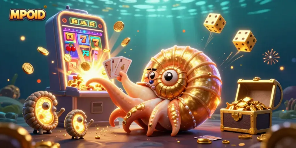 MPOID showcases an exciting 3D casino scene bursting with vibrant elements and glowing characters.