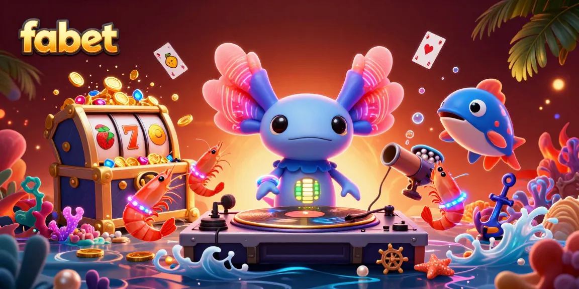 Experience fabet's vibrant casino scene with an axolotl DJ and energetic sea creatures.