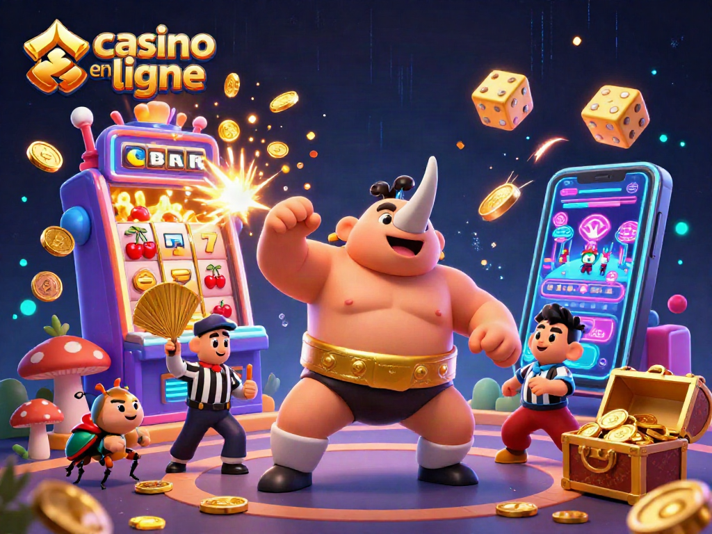 Plongez dans l'univers du casino en ligne avec notre illustration dynamique captivante des jeux de machines à sous.