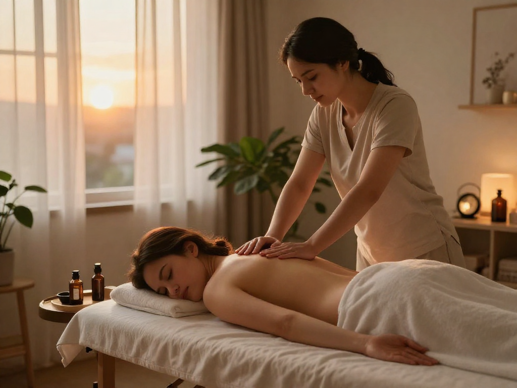 Enjoying 수원출장마사지 at home with a professional therapist in a calming atmosphere, promoting relaxation and wellness.