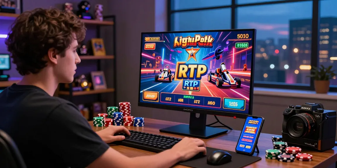 Player enjoying Link Slot Gacor Kartupoker on computer with vibrant graphics and casino chips.