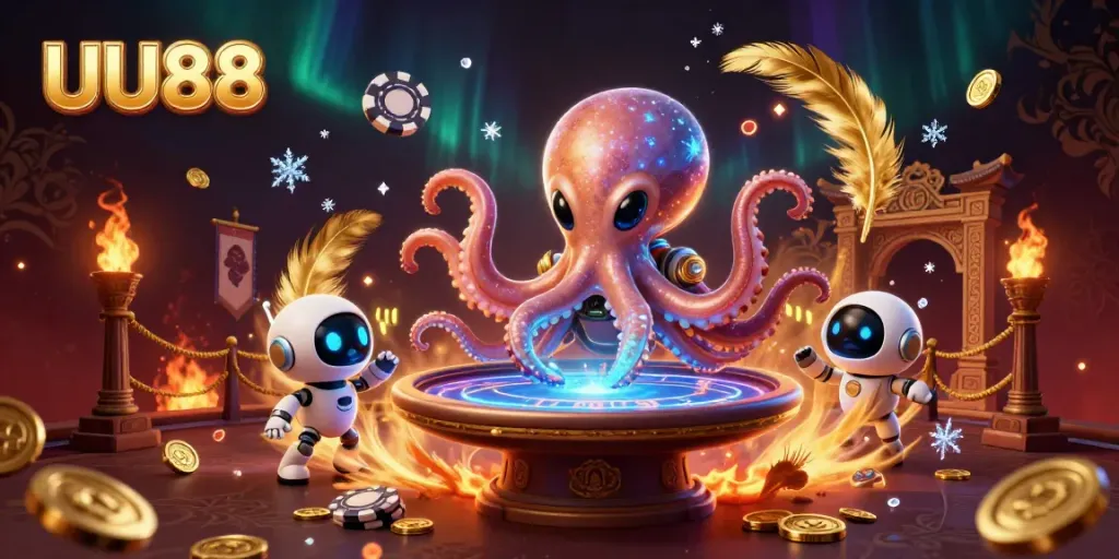 Engage in thrilling poker action with UU88's unique alien themes in a vibrant setting.