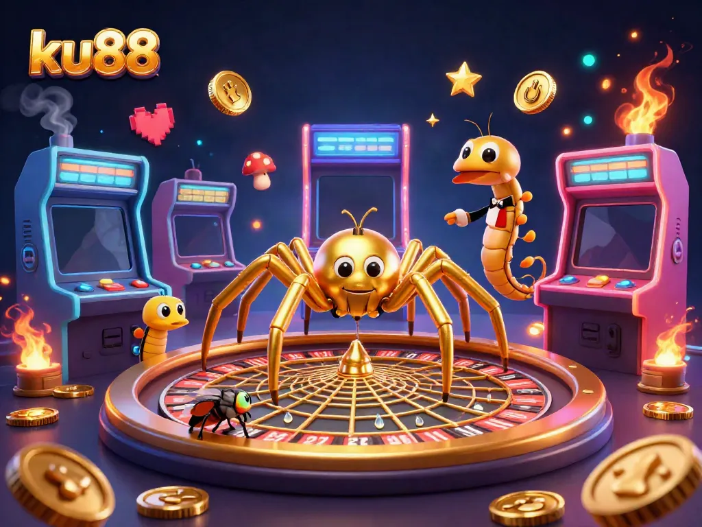 Place bets at ku88 with thrilling game elements and dynamic characters in this 3D casino scene.