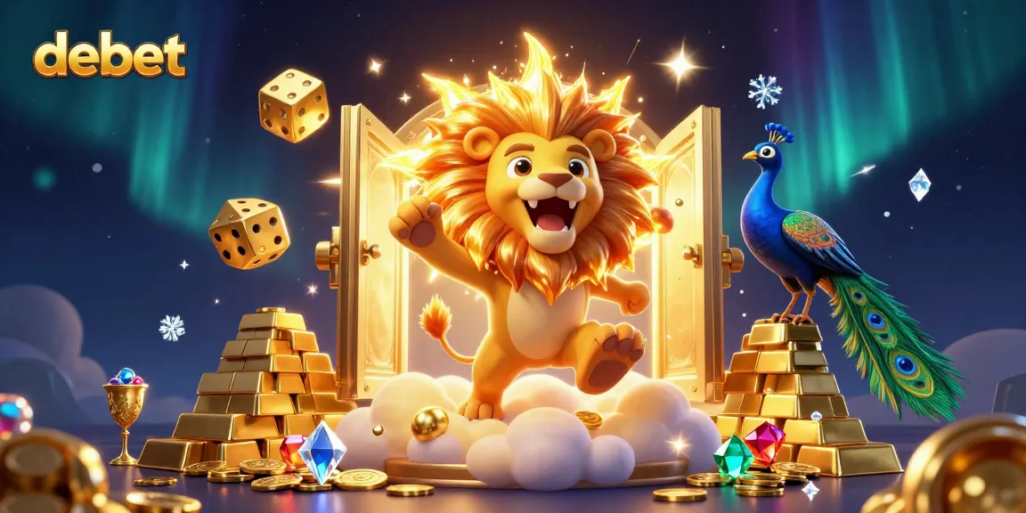 Experience gambling excitement in debet with vibrant golden visuals and dynamic casino elements.