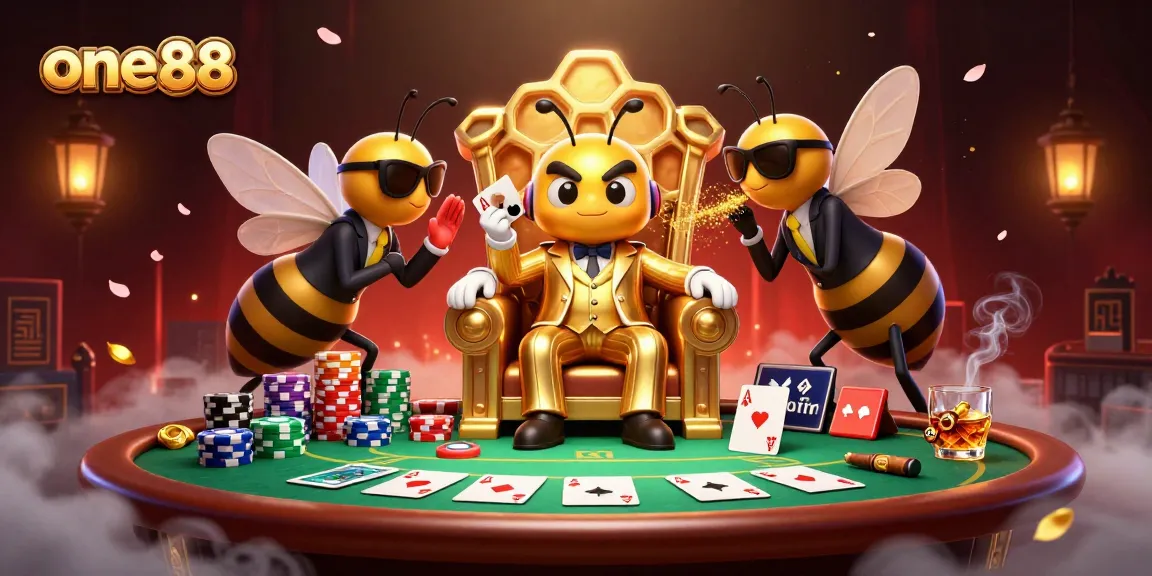 Engage in exciting card games at one88, featuring bumblebee mob boss and vibrant casino elements.
