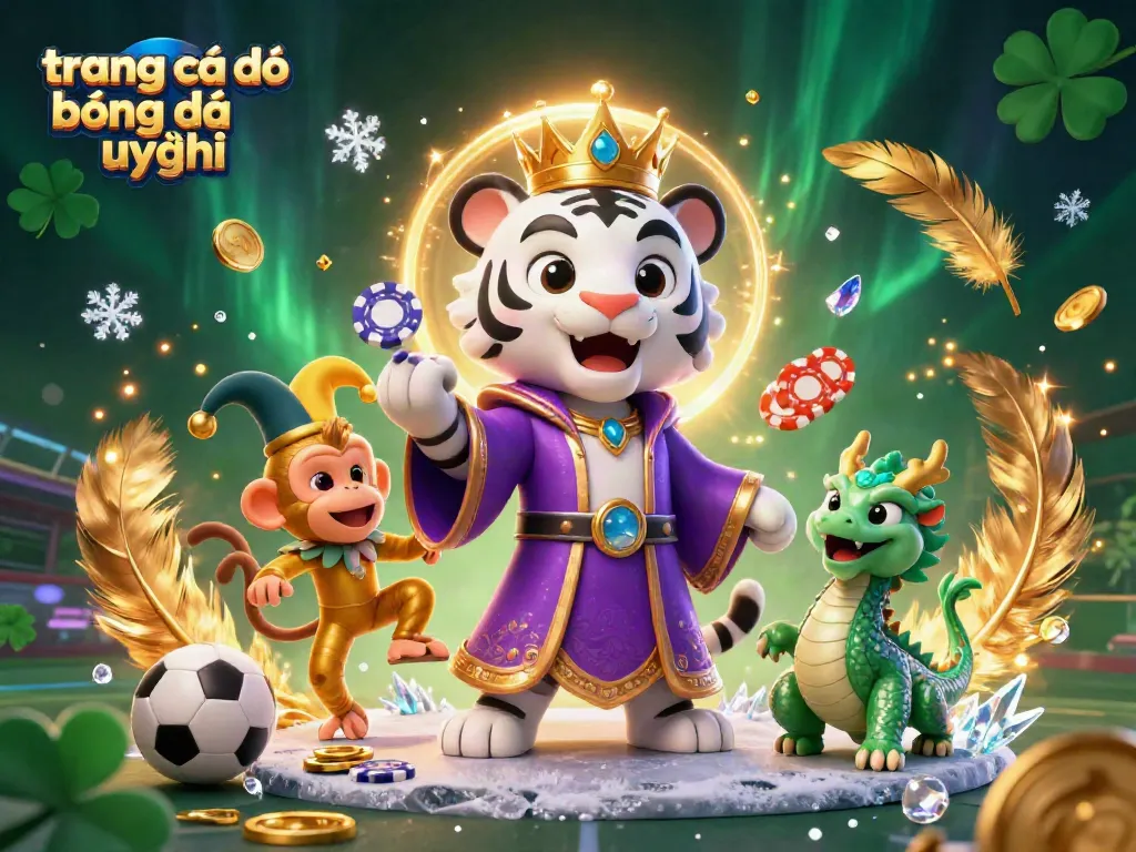 Khám phá trang cá độ bóng đá uy tín với hình ảnh hoạt hình 3D của hổ trắng và khỉ vàng vui vẻ cùng các yếu tố tại sòng bạc.