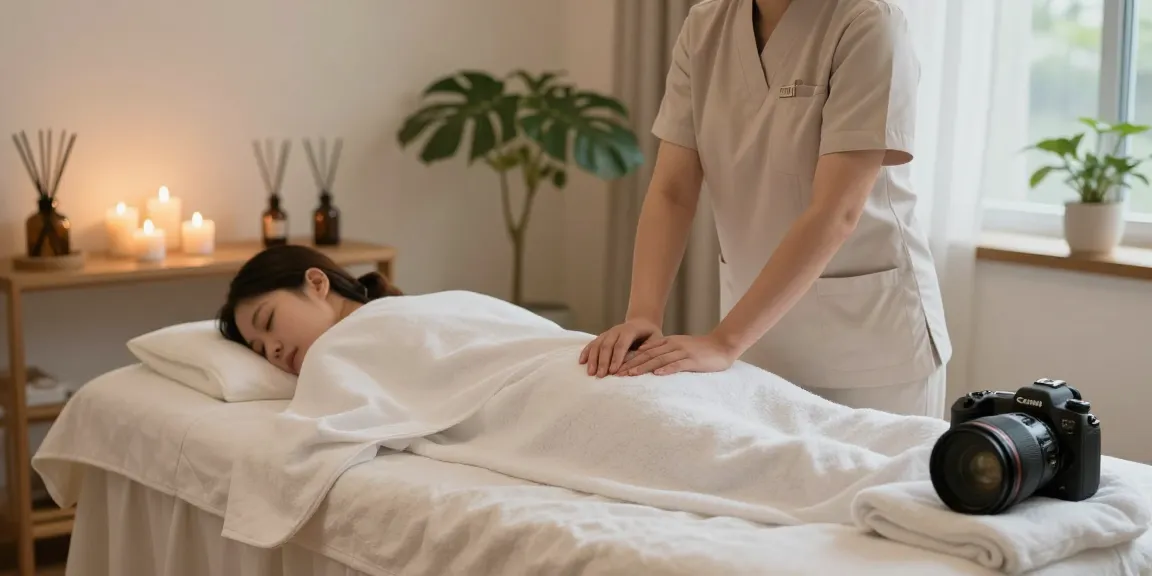 Experience a calming 강북출장마사지 in a serene home spa setting with soft lighting and soothing decor.