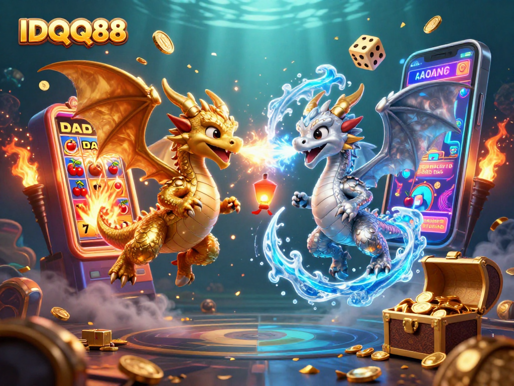 Experience the thrilling action of IDQQ88 with dynamic dragons and casino excitement!