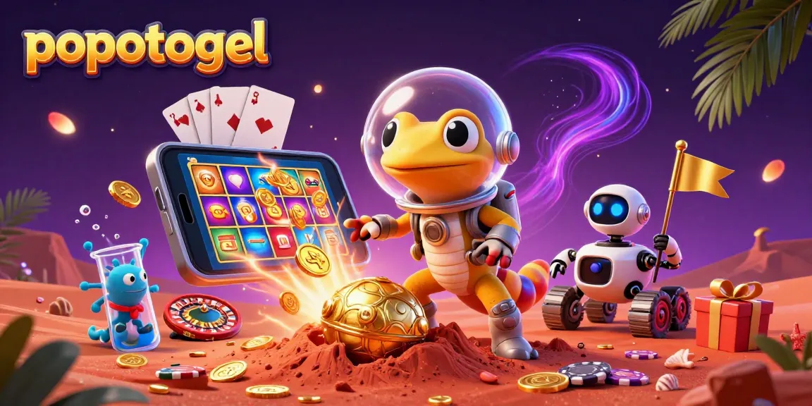 Experience popotogel's exciting slot games in a vibrant Martian casino adventure with engaging visuals.