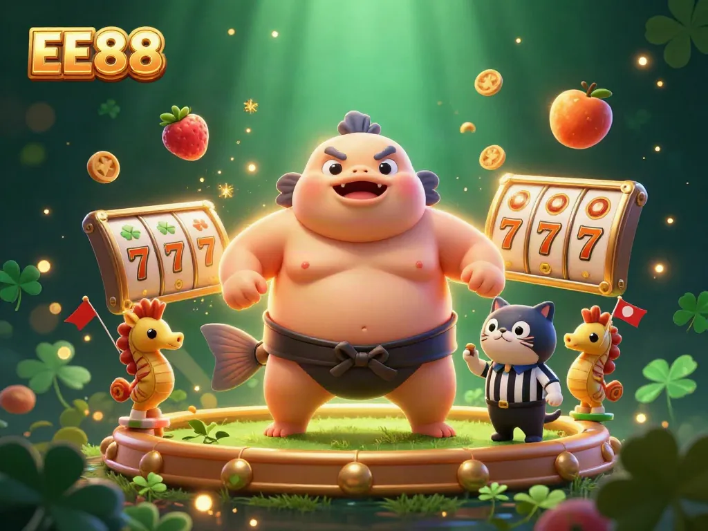 Engage with EE88's dynamic casino atmosphere showcasing lively slot machine excitement amidst colorful sea creatures.