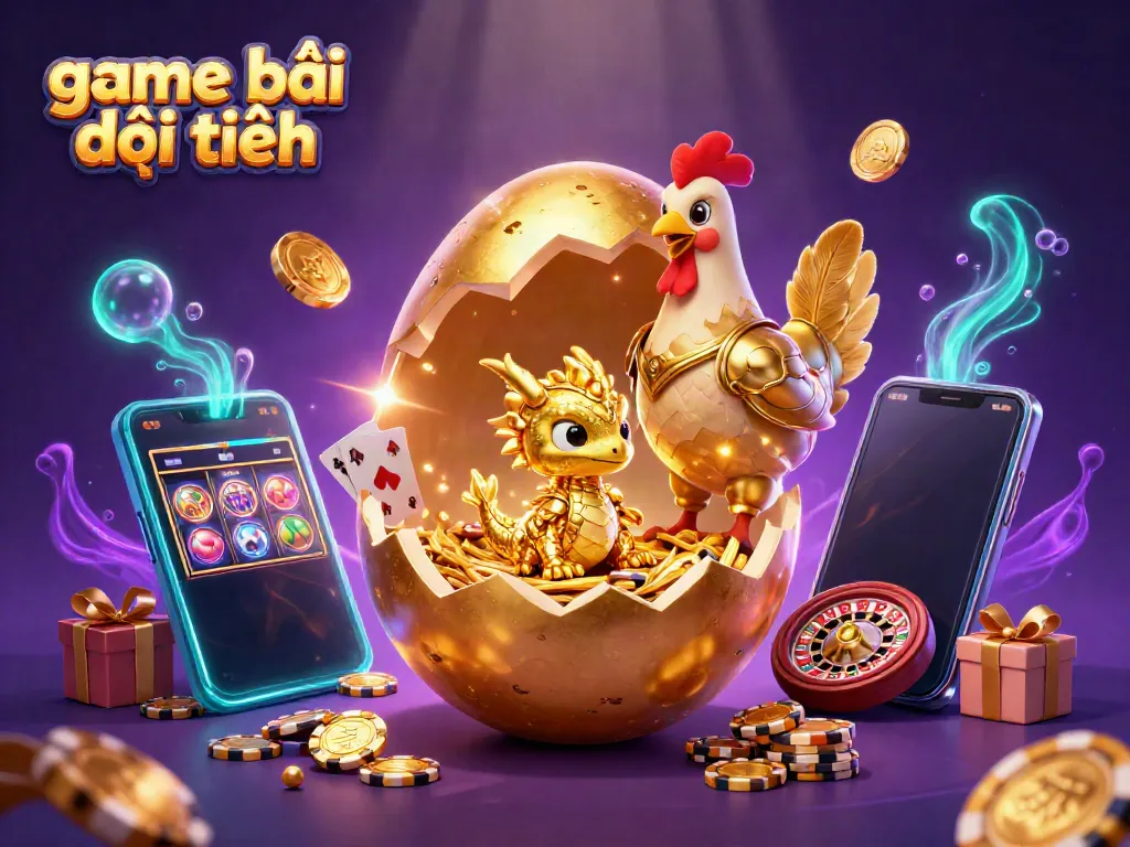 Experience game bài đổi thưởng with a stunning dragon and poker chips amidst vibrant casino scenes.