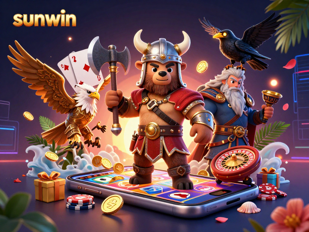 Engage with sunwin through captivating 3D slots game featuring Viking characters and vibrant graphics.