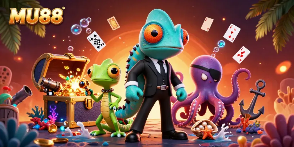 Experience thrilling gameplay at MU88 with our vibrant online casino characters in action.
