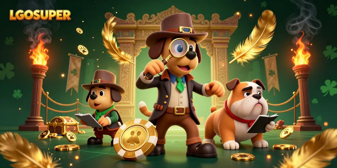 Play your luck with LGOSUPER while a detective and bulldog uncover golden treasures.