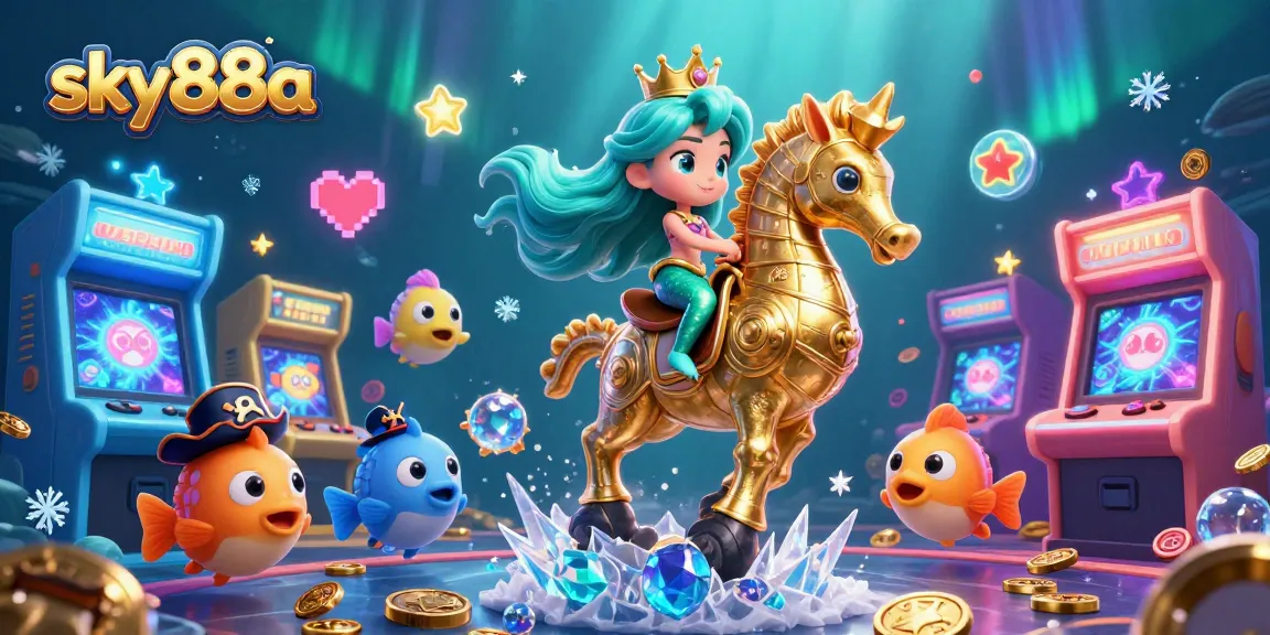 Experience exciting gaming with sky88a featuring a mermaid princess in a vibrant underwater casino scene.