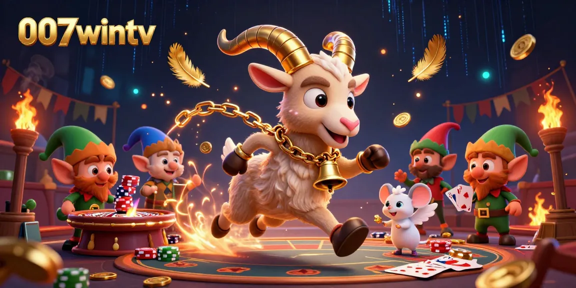 Experience thrilling action at 007wintv as Krampus, an angel mouse, and gremlins dominate a festive casino scene.