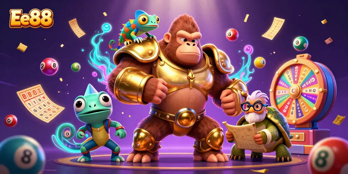 Experience thrilling gameplay with Ee88 in this vibrant, colorful casino scene filled with lottery elements.