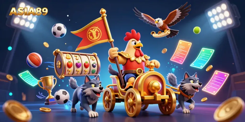 Experience the thrill of ASIA89 with engaging slot games amidst vibrant casino elements.